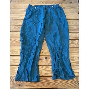 C. Valentyne Linen Button Detail Pants Size Large Women’s Teal